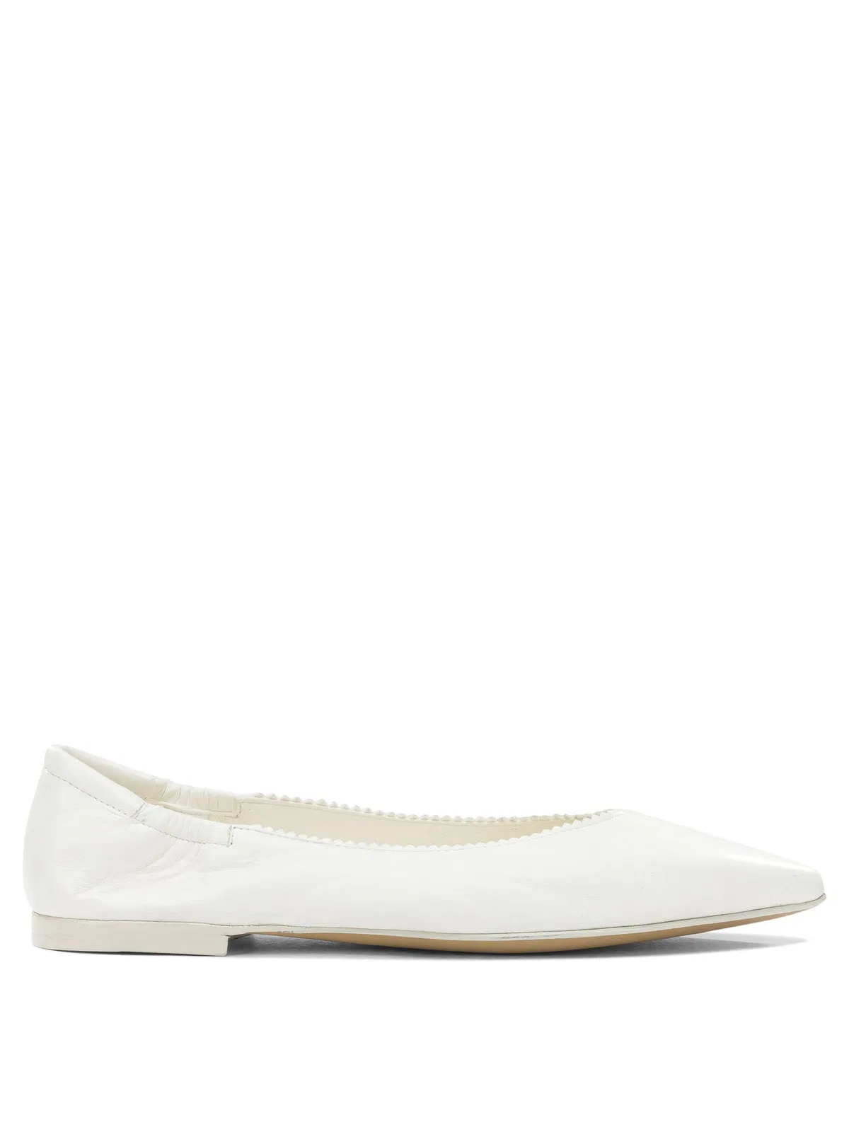White Leather Leatehr Rubber Ballerinas