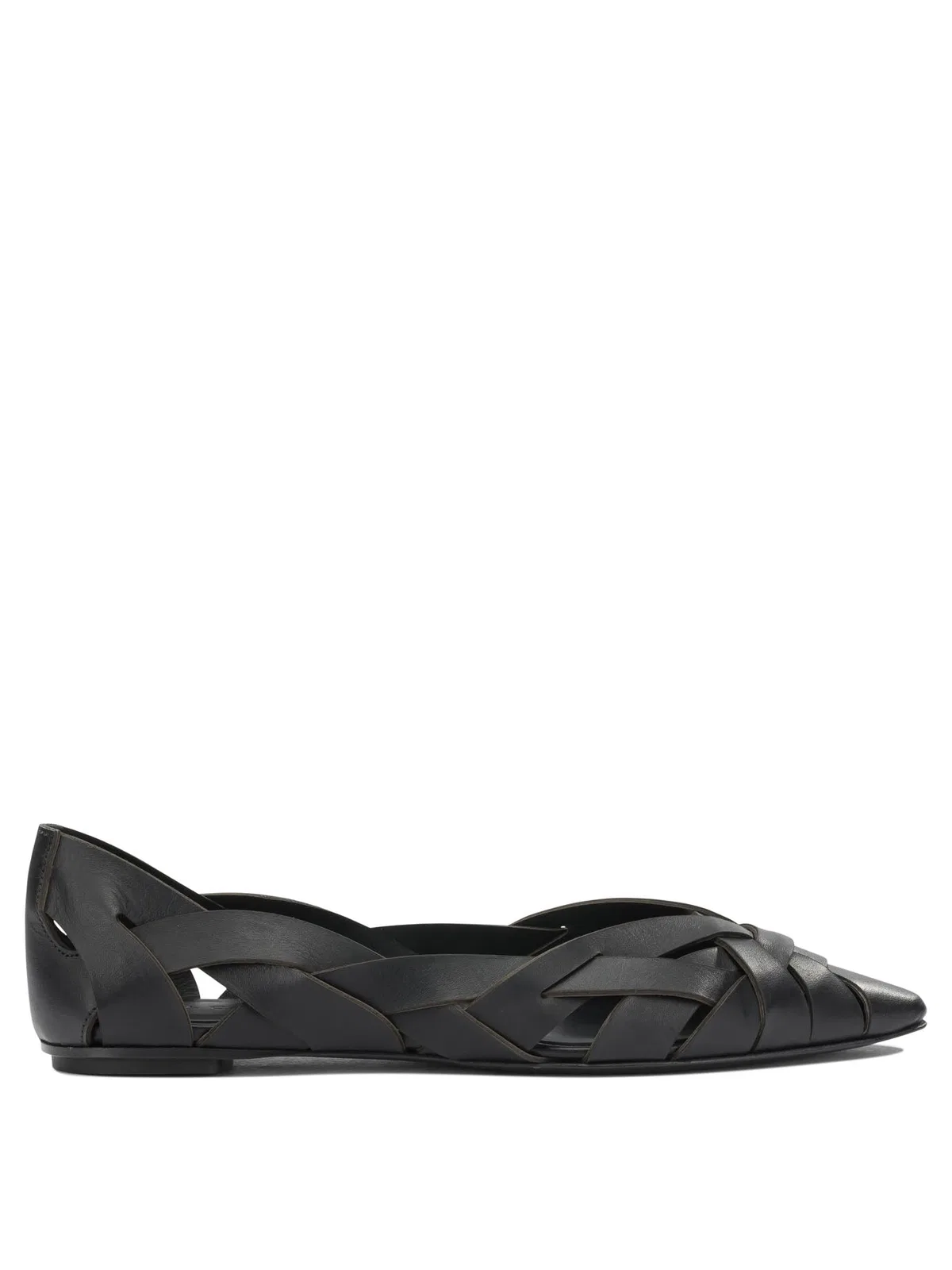Black Calf Leather Leather Ballerinas