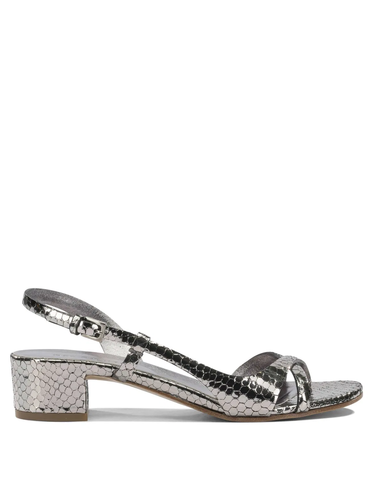 Silver Goat Leather Leather Sandals