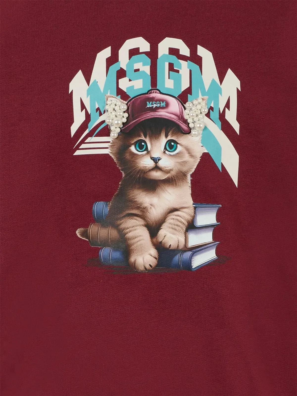 Msgm Jersey With Logo In Burgundy