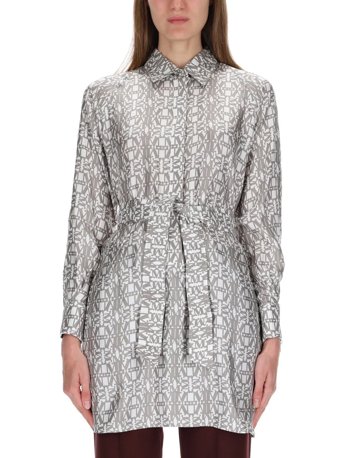 Max Mara Printed Silk Chemisier Dress
