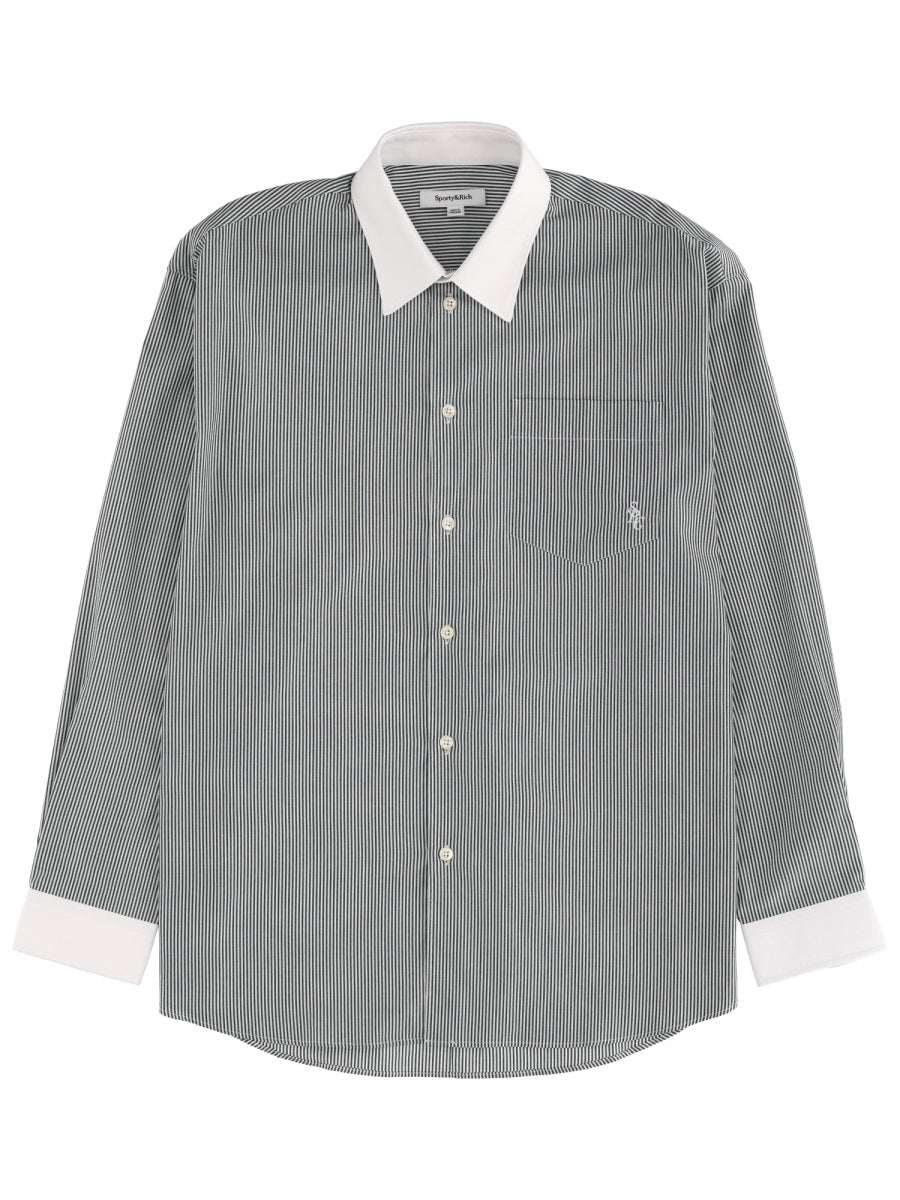 Sporty&Rich Logo Striped Shirt