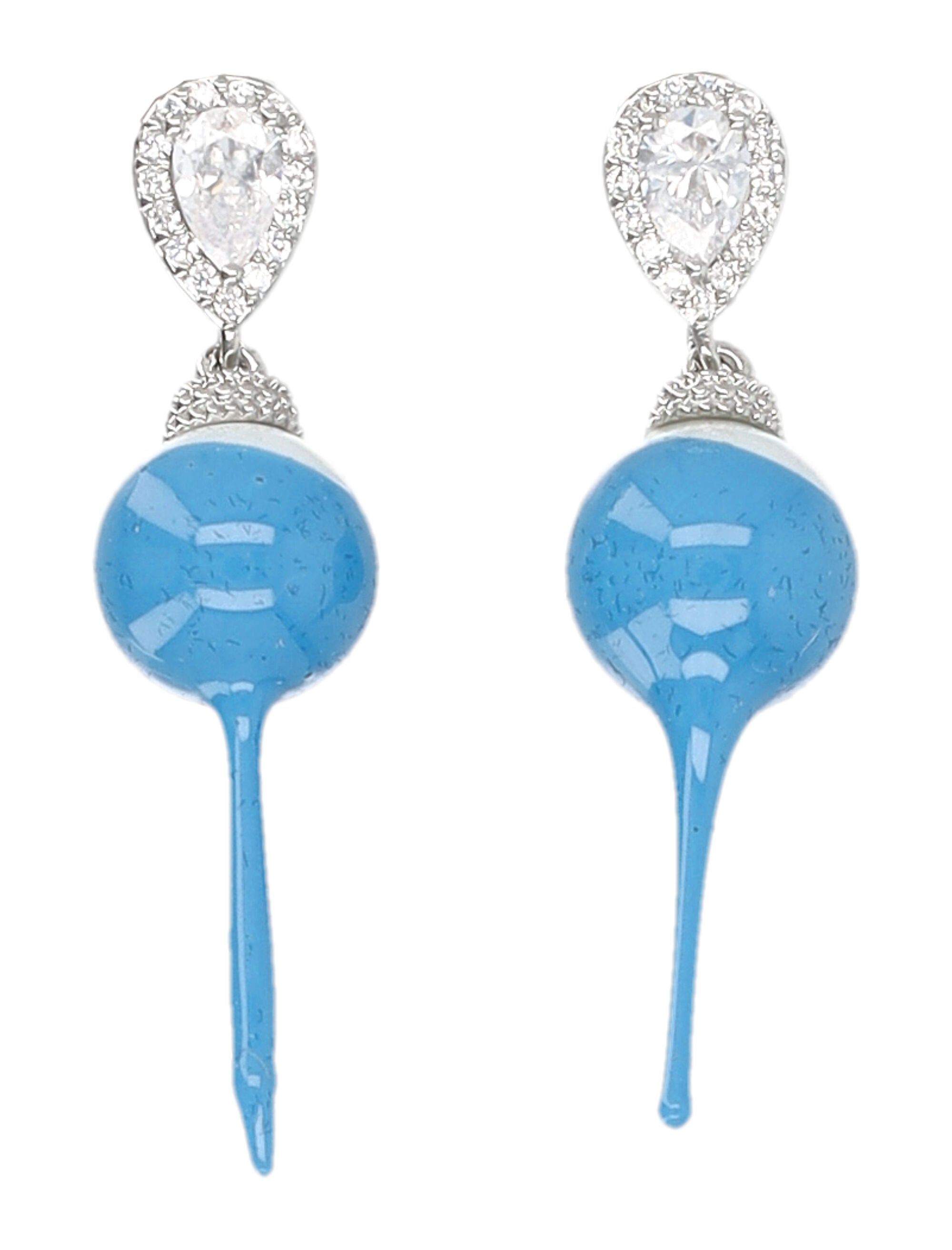 Blue Dipped Pearl Drop Earrings