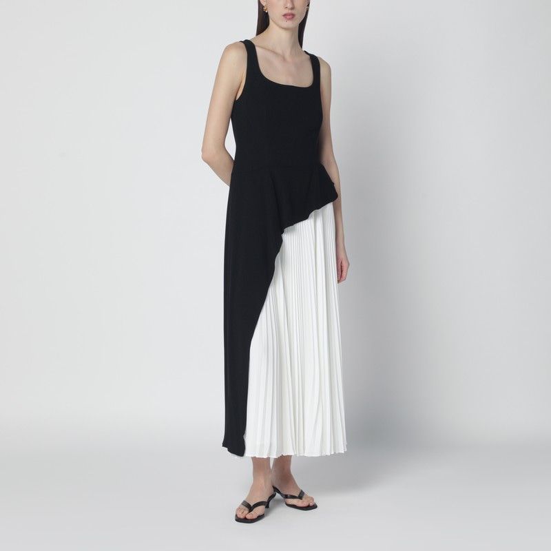 Zayla Black And White Pleated Dress