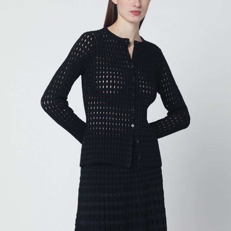 Mabel Black Openwork Knit Cardigan