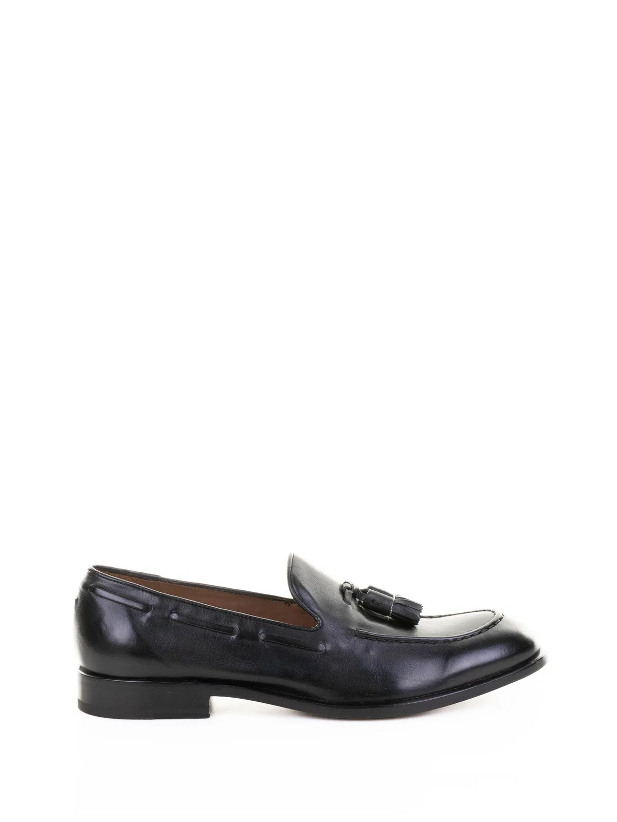Black Leather Moccasin With Tassels