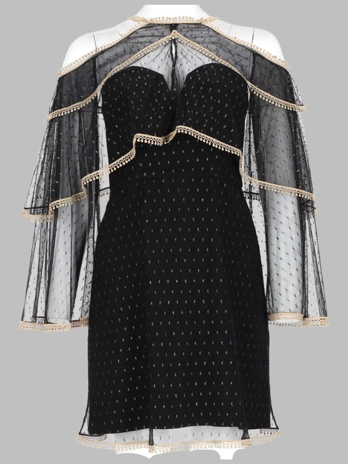Abito Con Cappa In Tulle Plumetis