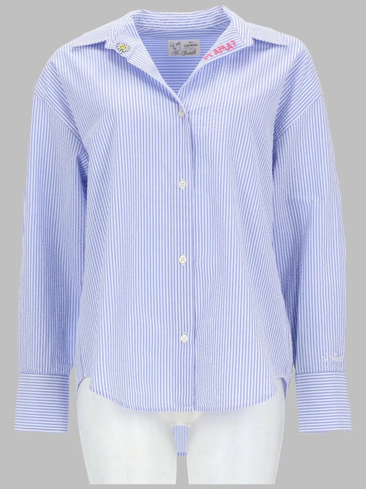 Camicia A Righe Con Ricamo