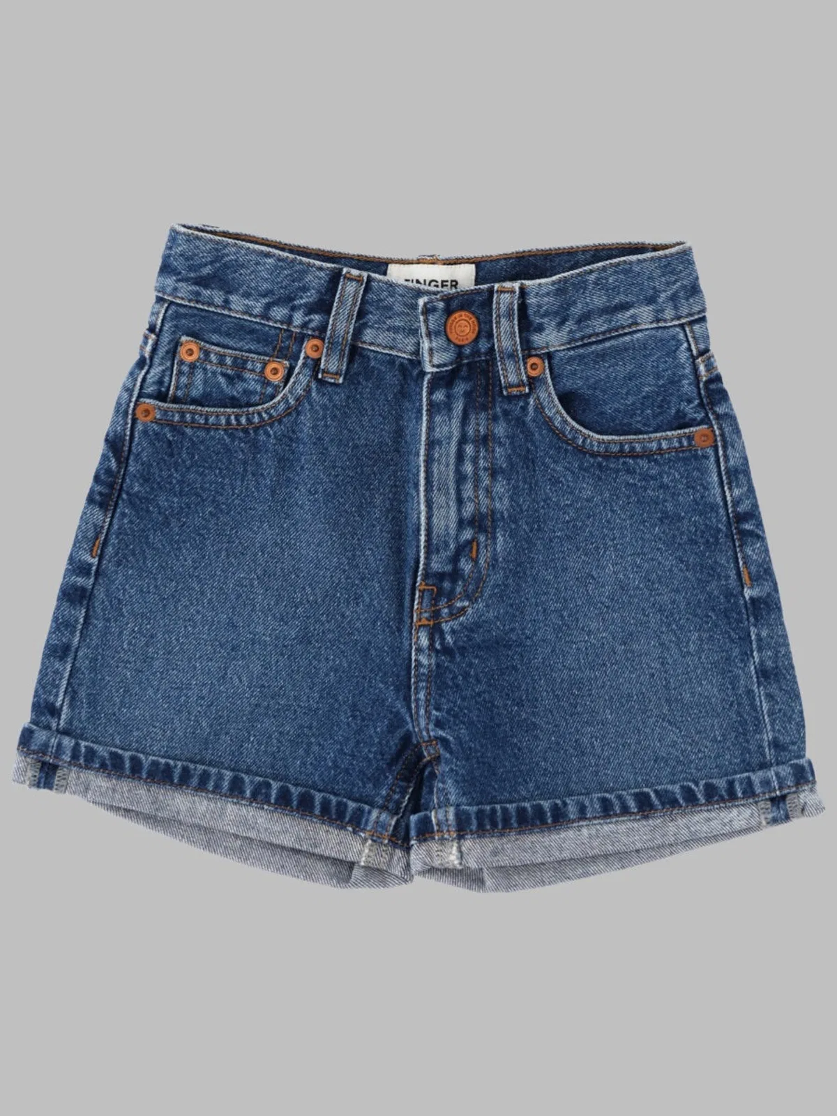 Cherryl Medium Blue - High Waist 5-Pocket Shorts