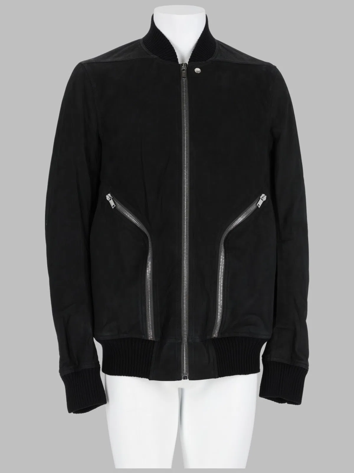 Rick Owens Heizer Flight Lamb Leather Bomber Jacket In Black