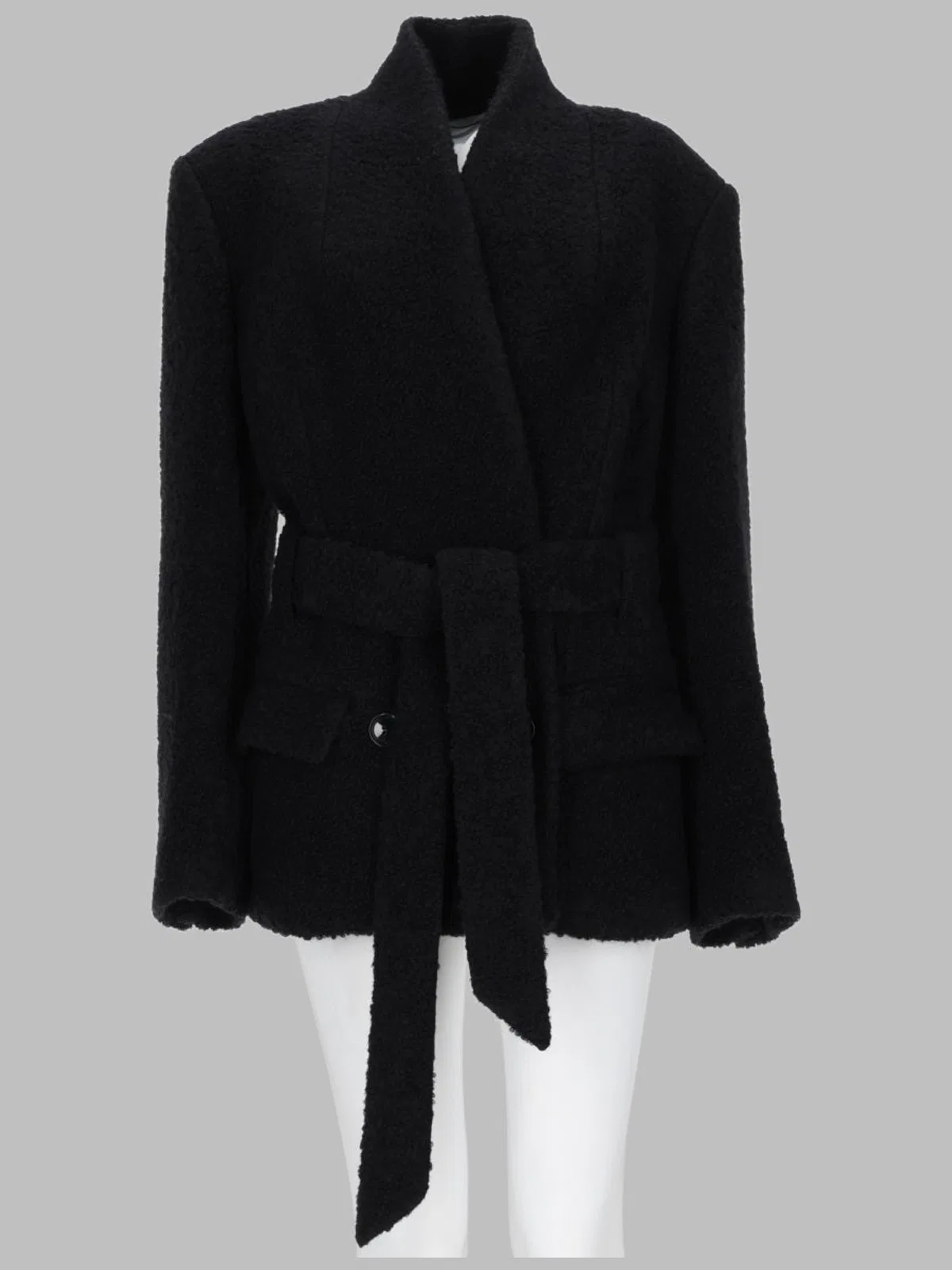 Isabel Marant Syndra Belted Oversized Virgin Wool-blend Jacket In Black