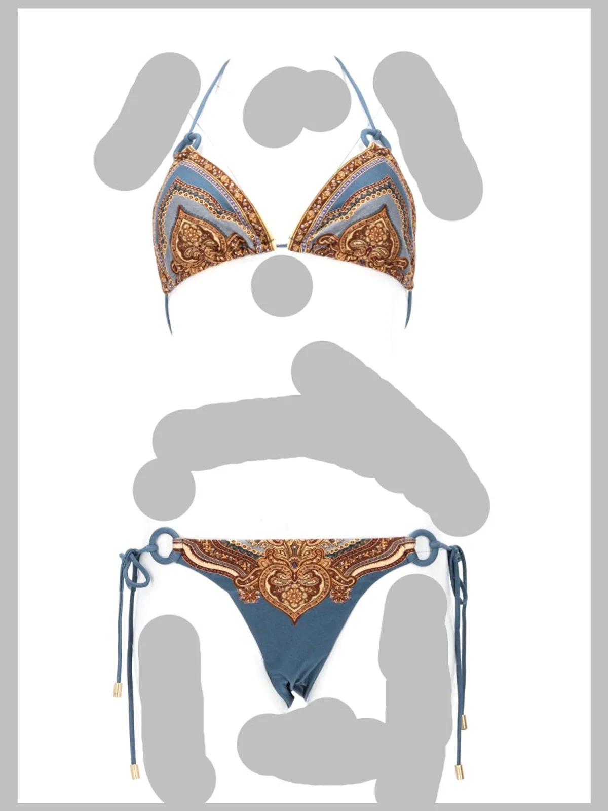 Zimmermann Floral Print Mini Drawstring Bikini Top In Blue