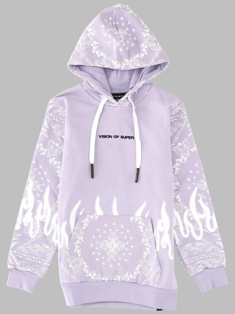 Lilac Kids Hoodie With Bandana Print