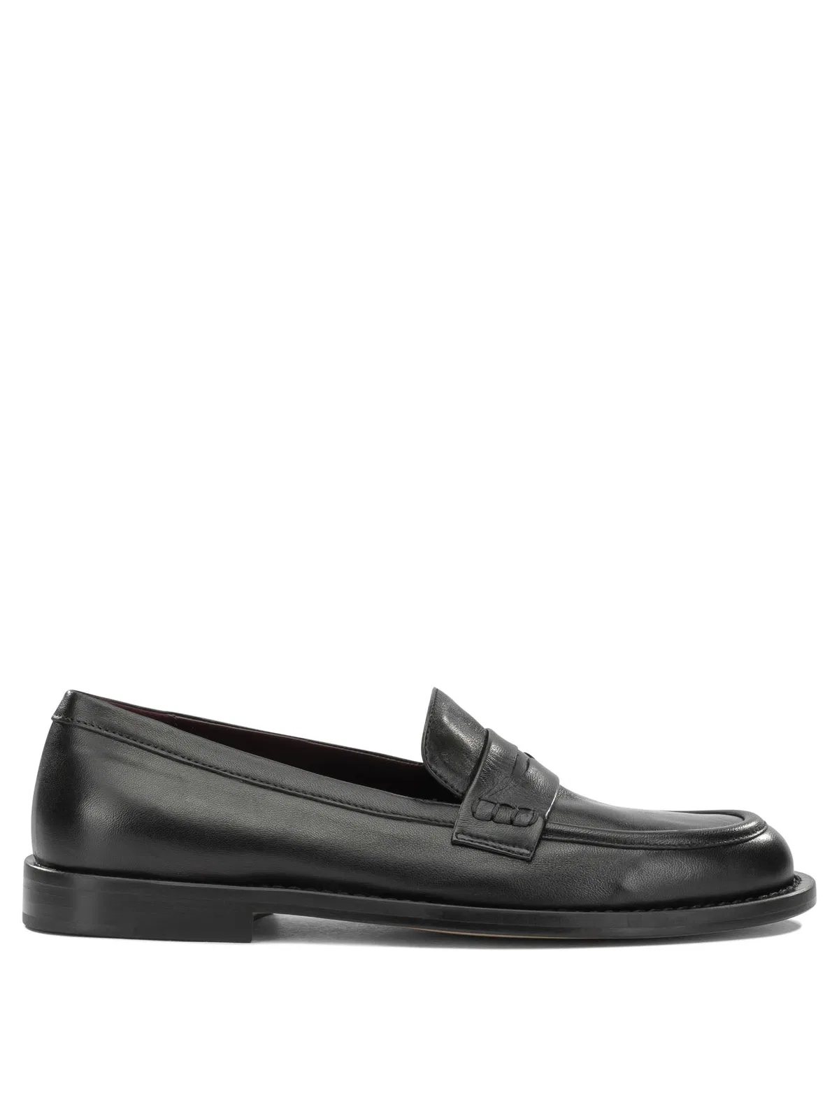 Black Leather Cow Leather Loafers Slippers