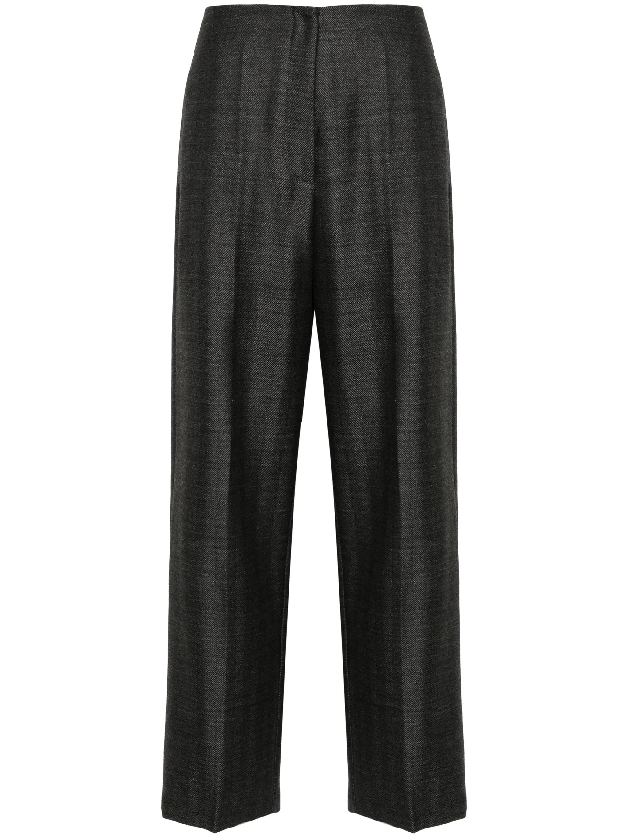 Forte Forte Grey Wool Herringbone Pants In Gray