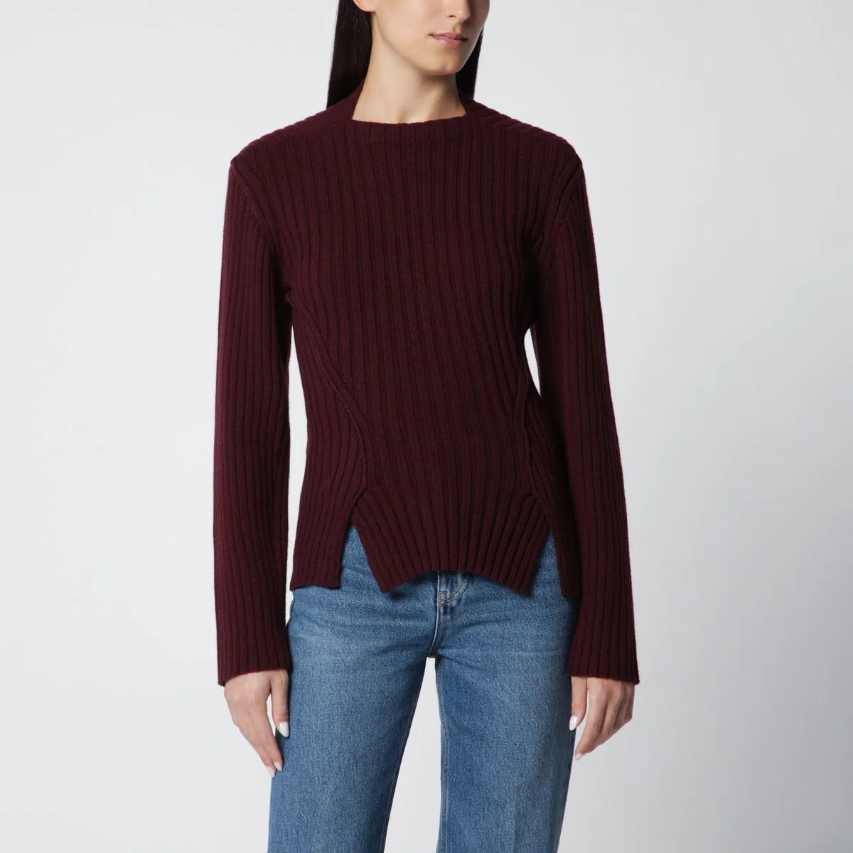 Ribbed Sweater In Dark Grey Wool And Cashmere