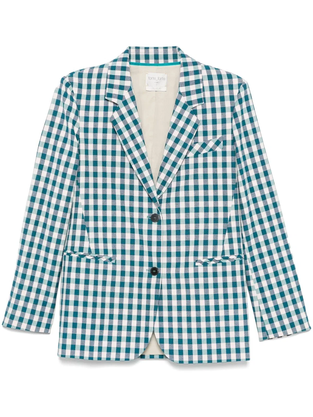 Forte Forte Cotton Gingham Oversized Jacket In Peacock