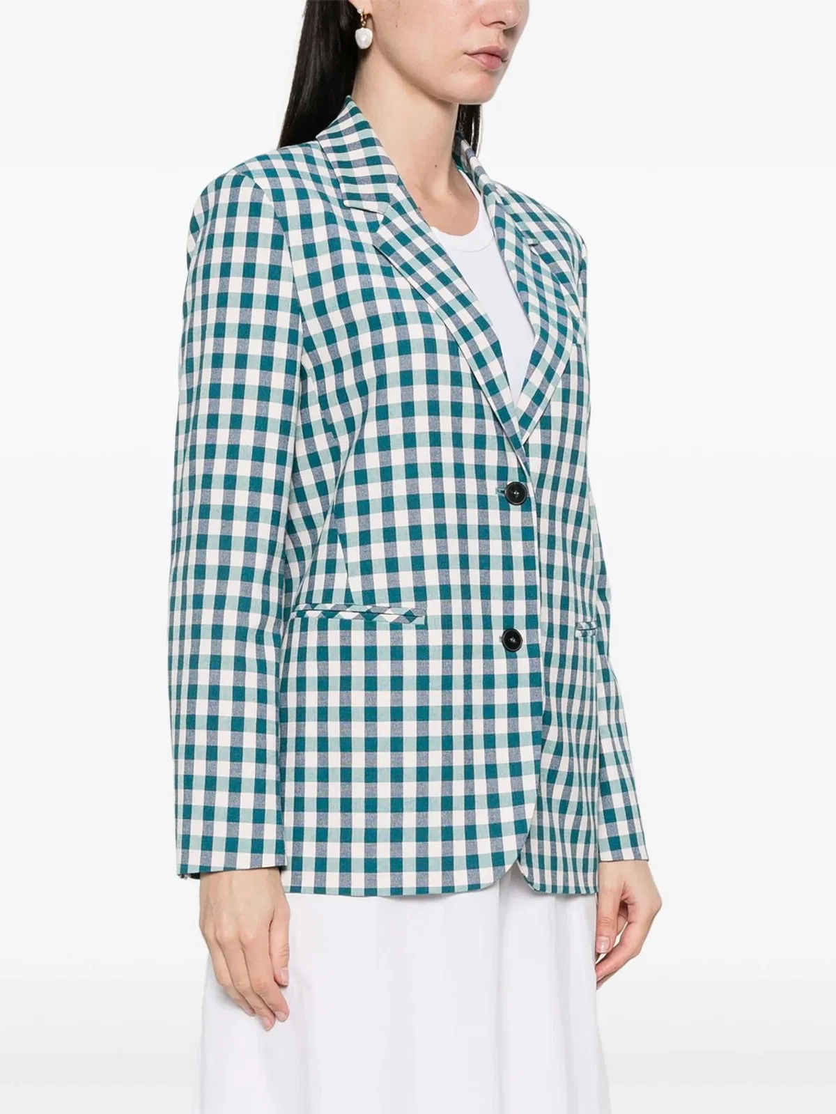 Forte Forte Cotton Gingham Oversized Jacket In Peacock