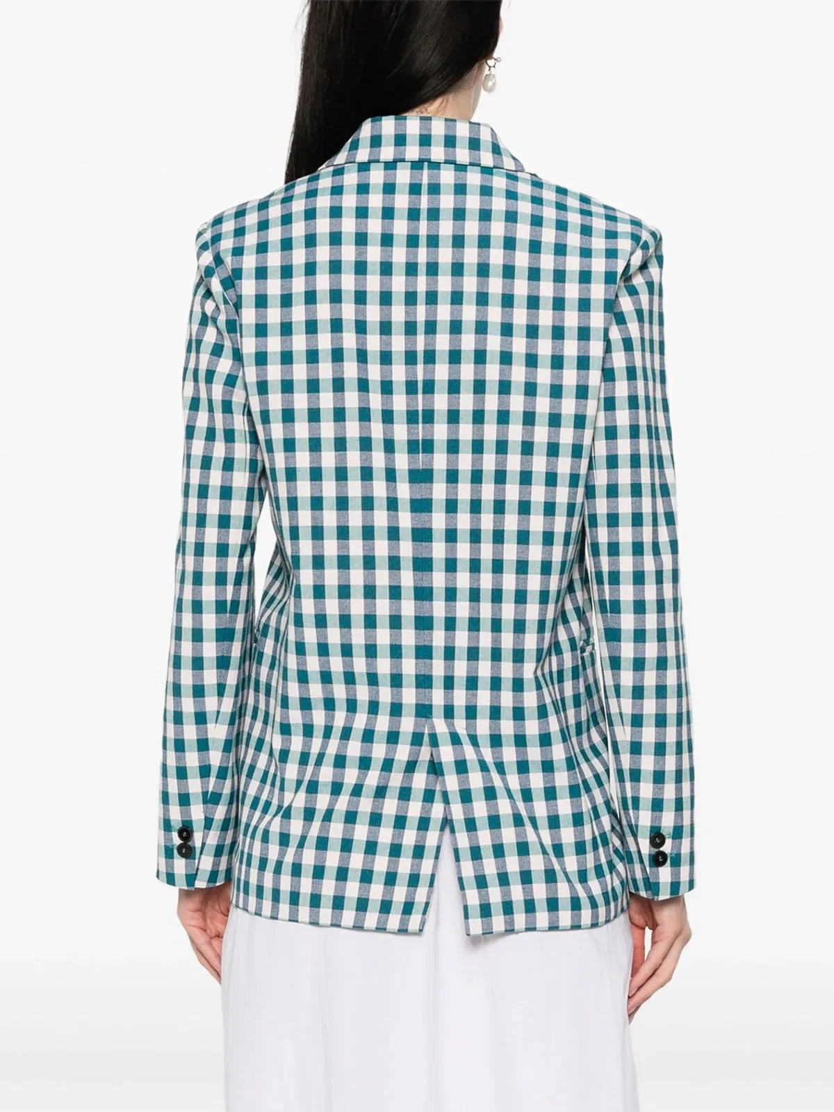 Forte Forte Cotton Gingham Oversized Jacket In Peacock