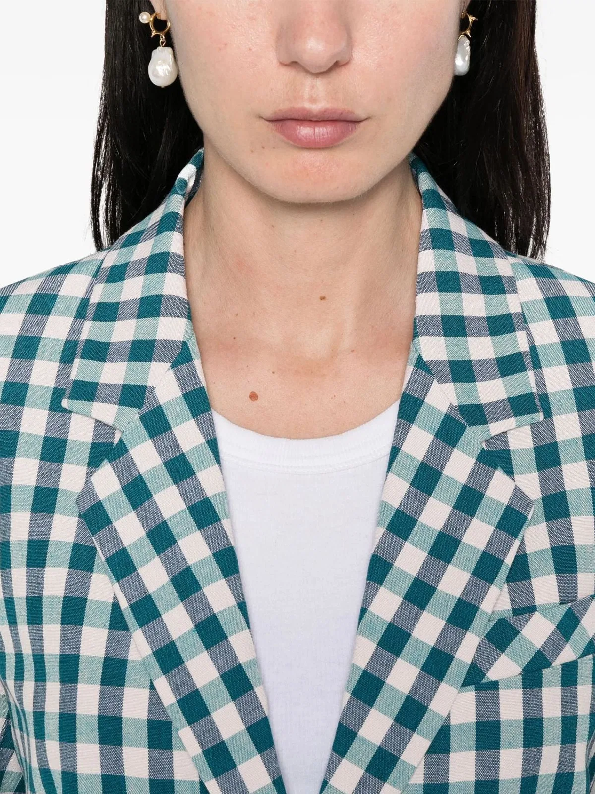 Forte Forte Cotton Gingham Oversized Jacket In Peacock