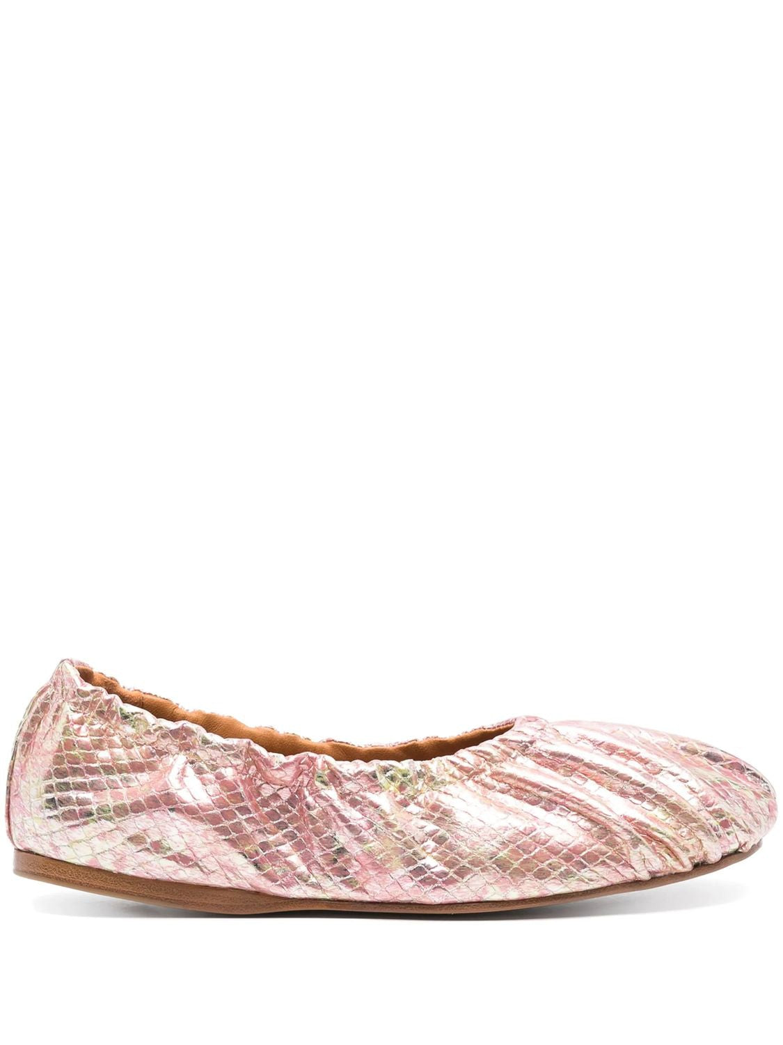Laminated Snake Print Leather Balle
