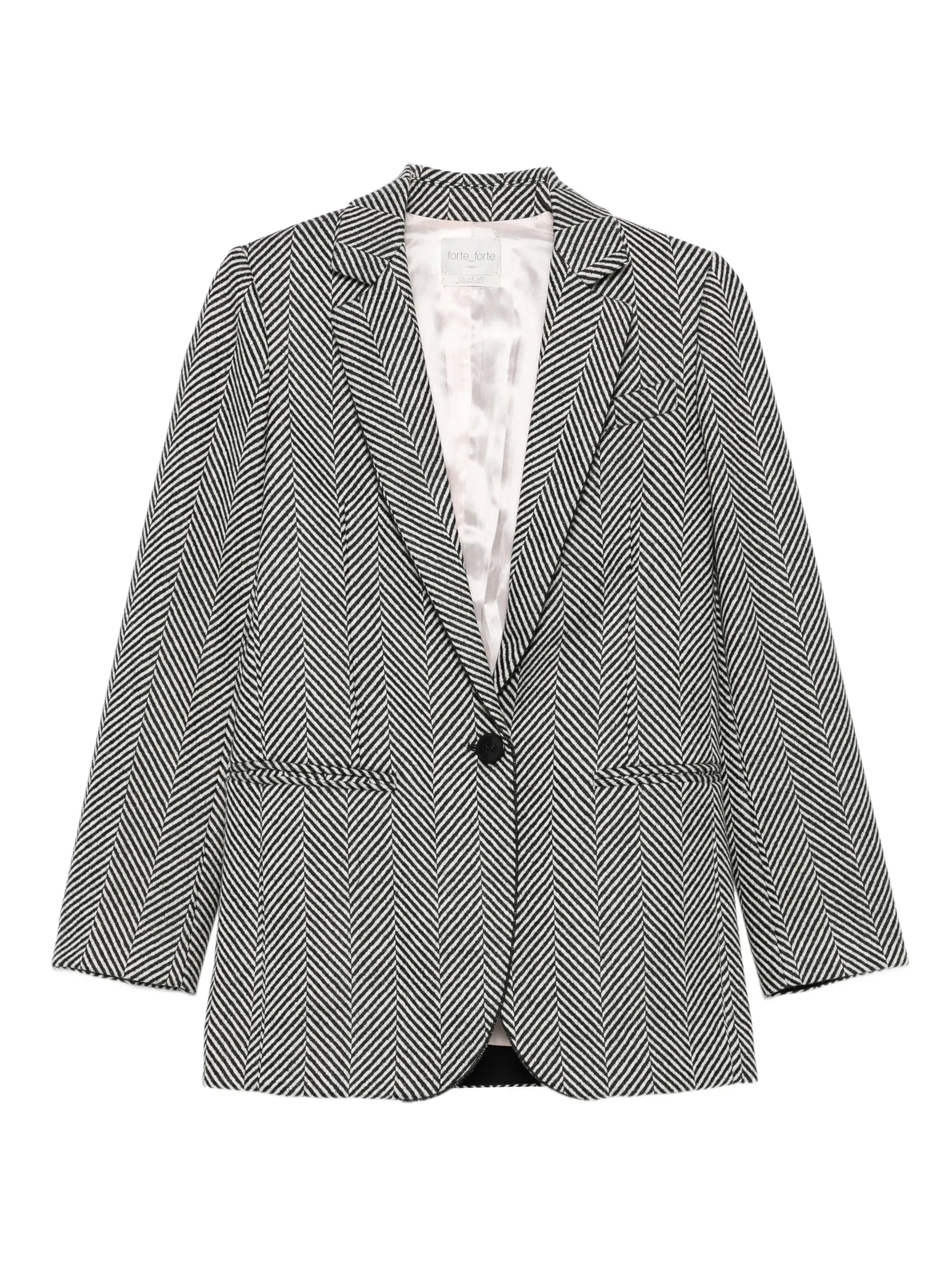 Grey Chevron Wool Chic Jacket