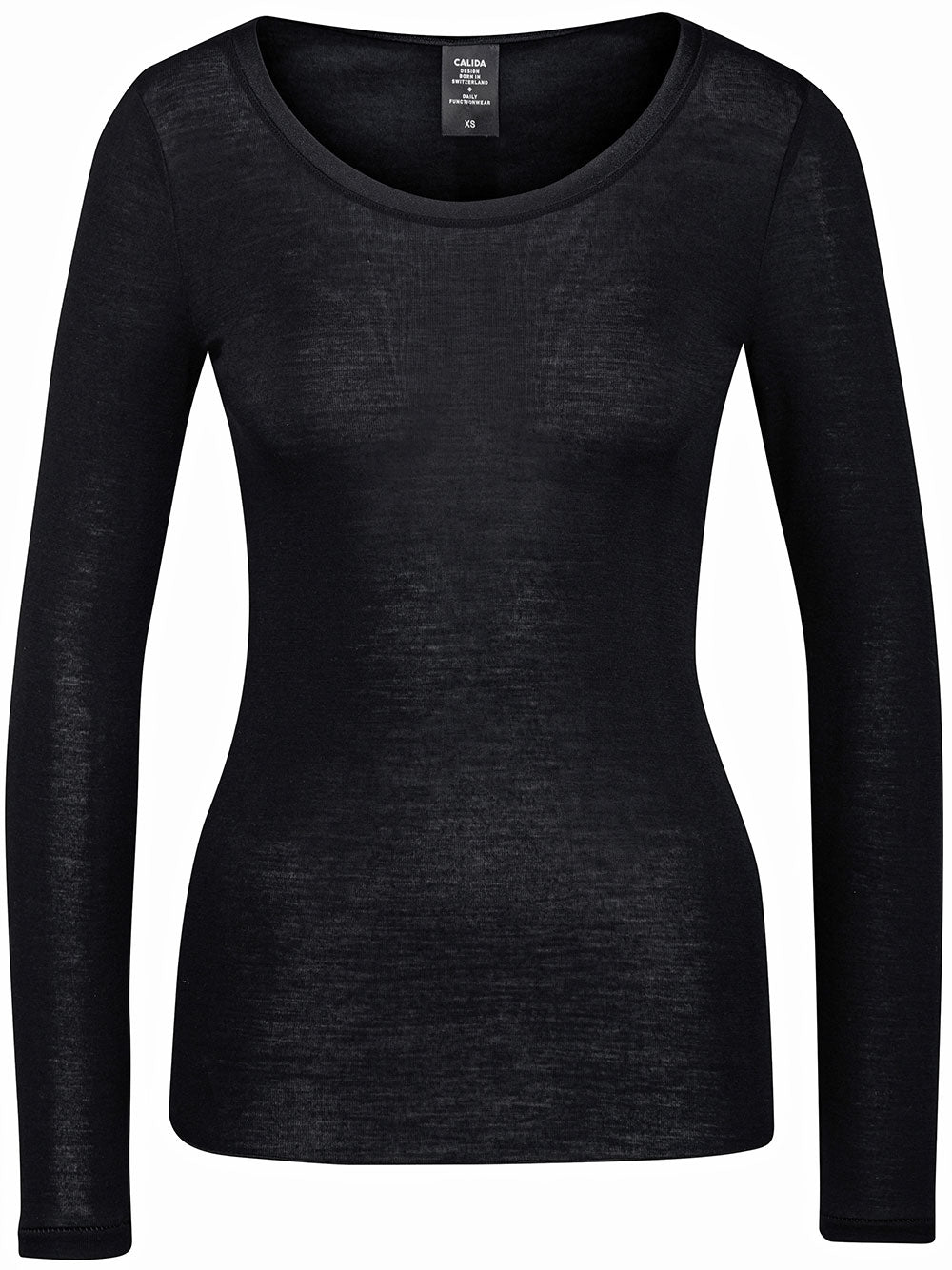 Black Wool Long Sleeve Top