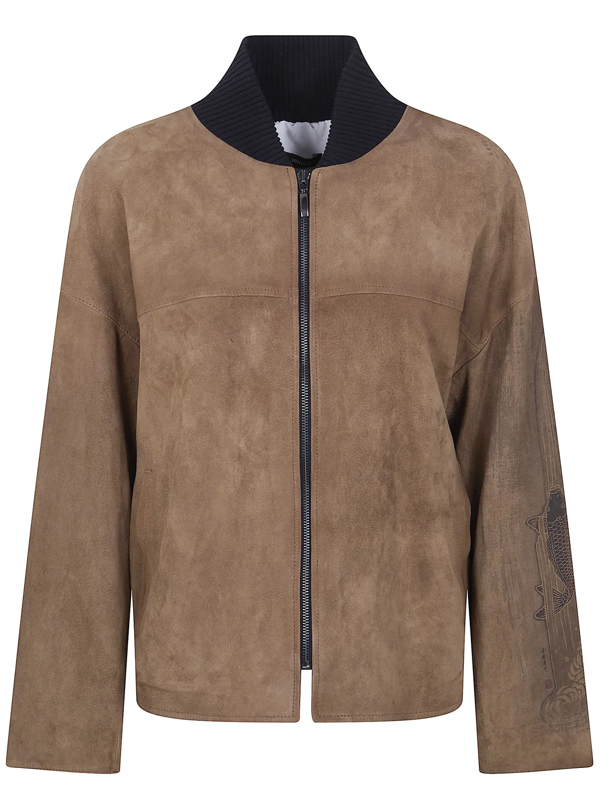 Printed Suede Bomber Brown