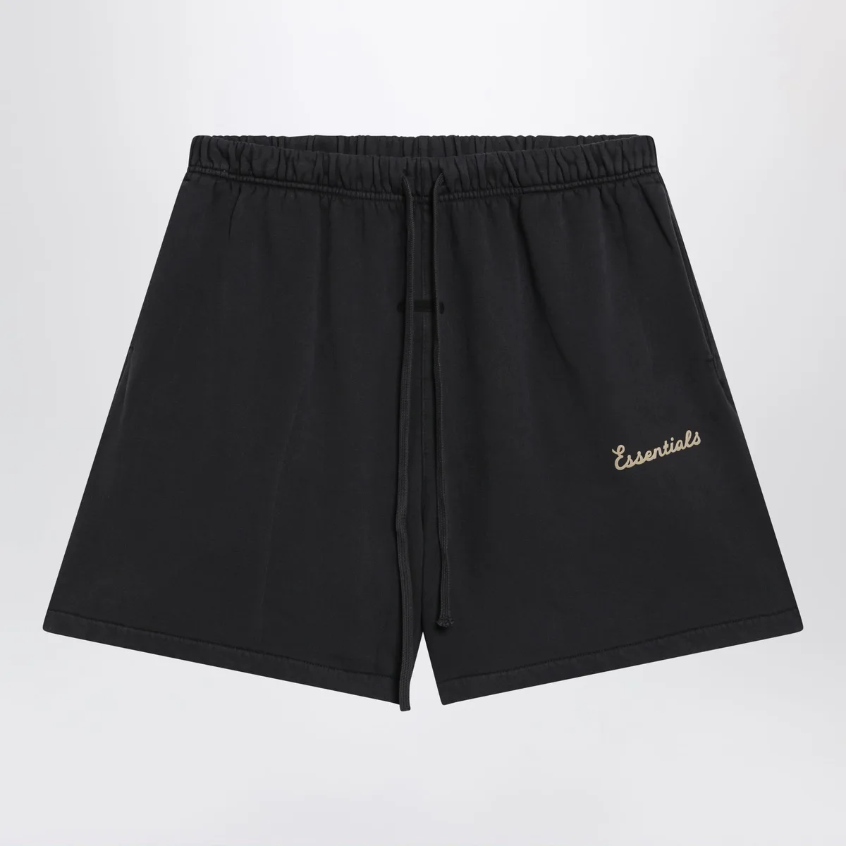 Black Cotton Fleece Shorts With Logo