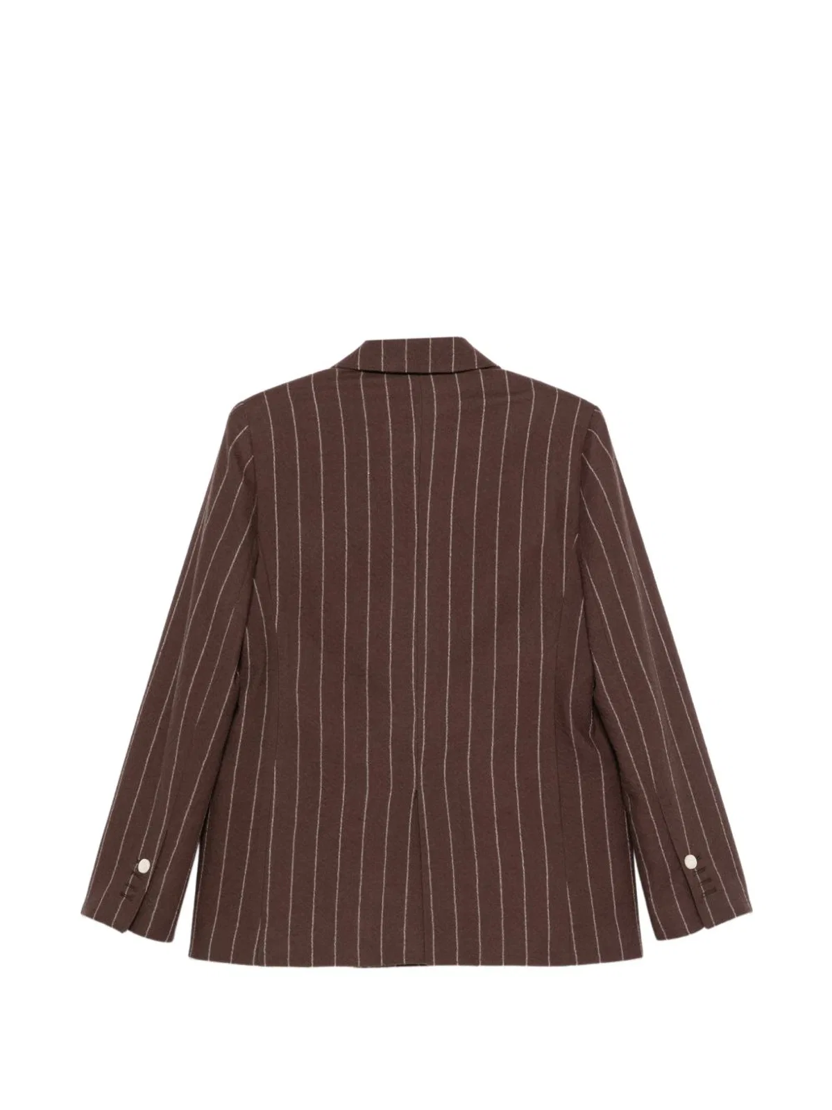 Alysi Double-breasted Pinstripe Blazer With Bold Structure In Brown