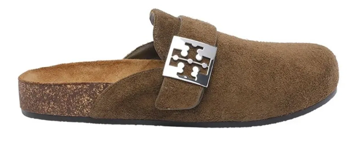 Tory Burch Mellow Suede Mules In Silver