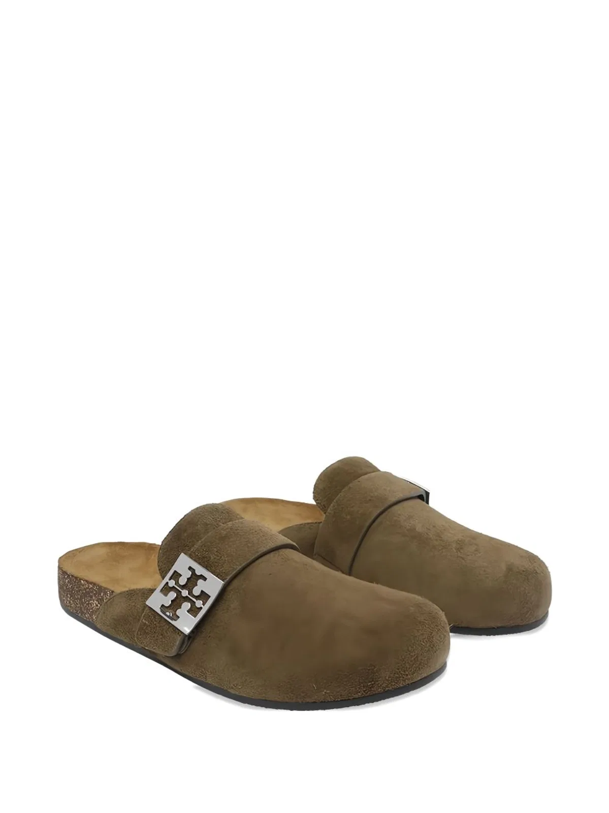 Tory Burch Mellow Suede Mules In Silver