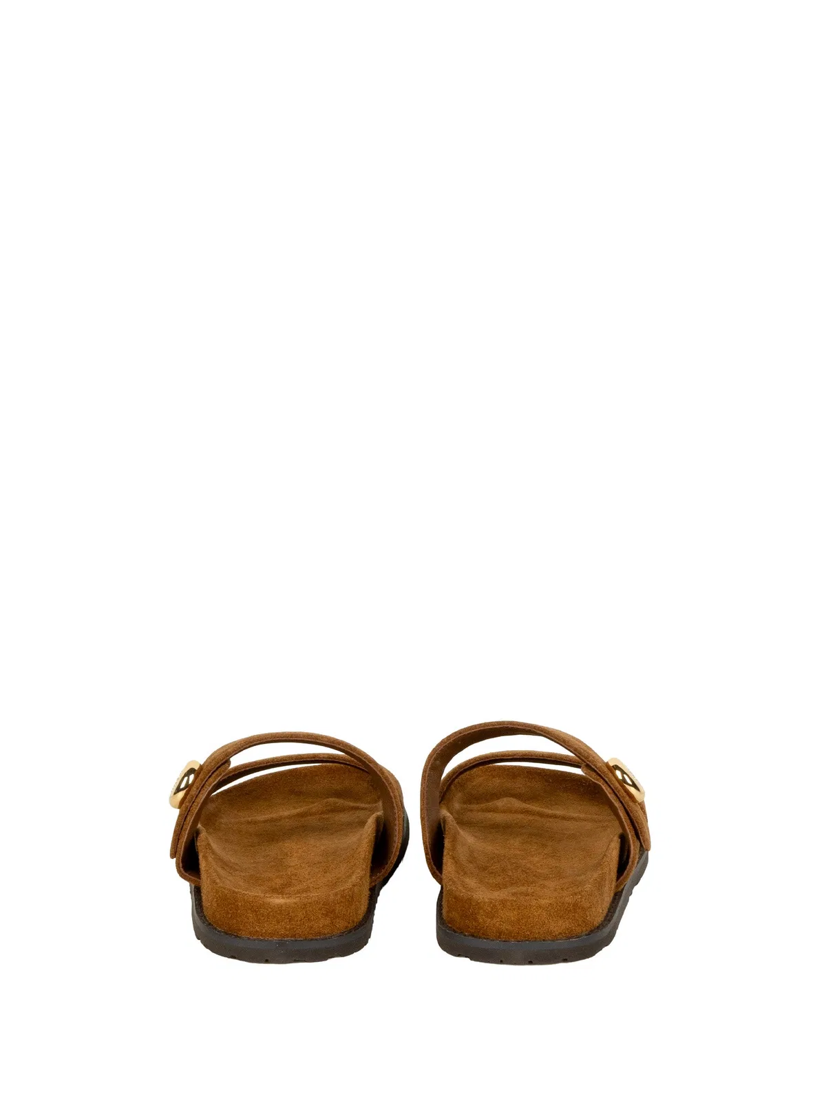 Tory Burch Romy Brown Sandals With Logo Plaque On The Front In Suede Woman In Park Bench