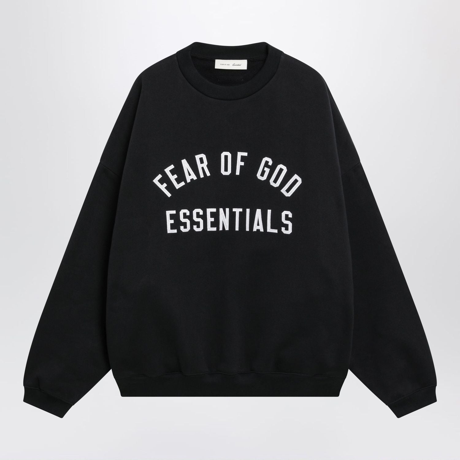 Black Cotton Fleece Sweatshirt With Logo Embroidery