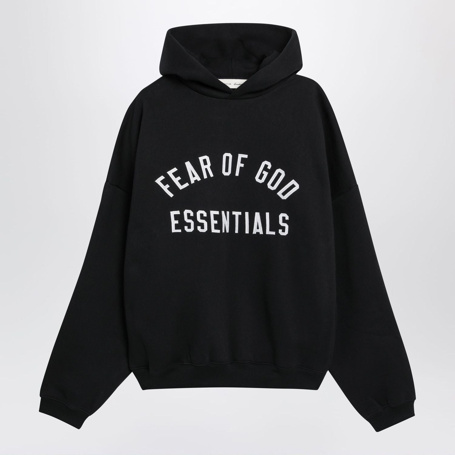 Black Cotton Fleece Hoodie With Logo Embroidery