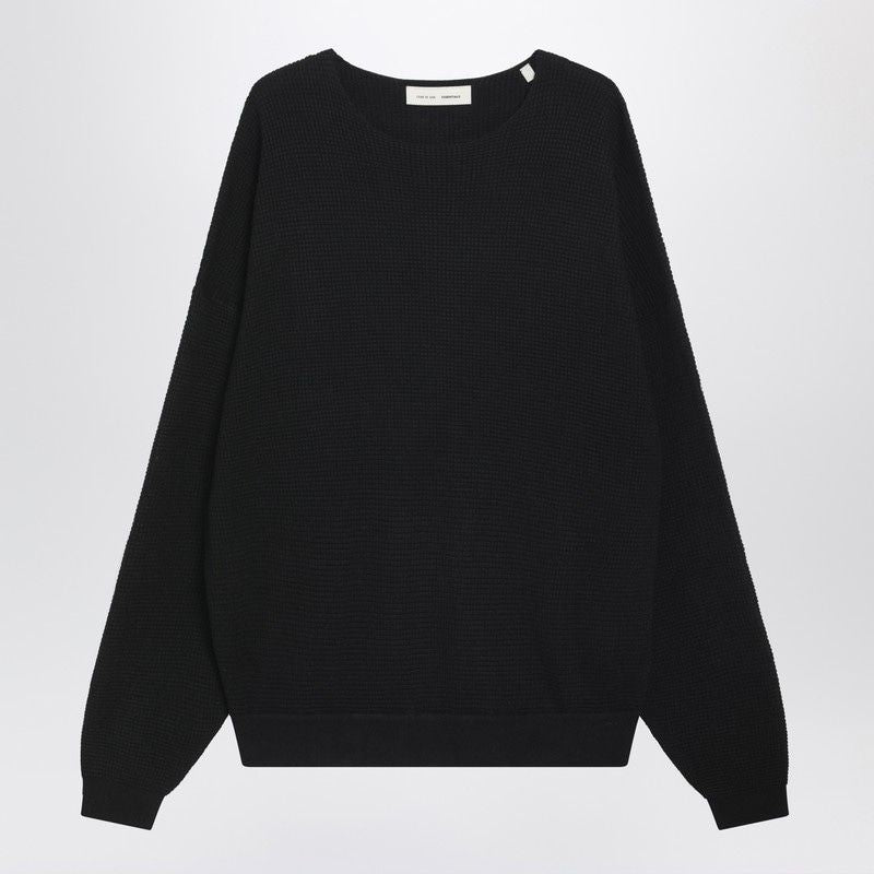 Black Waffleknit Sweatshirt