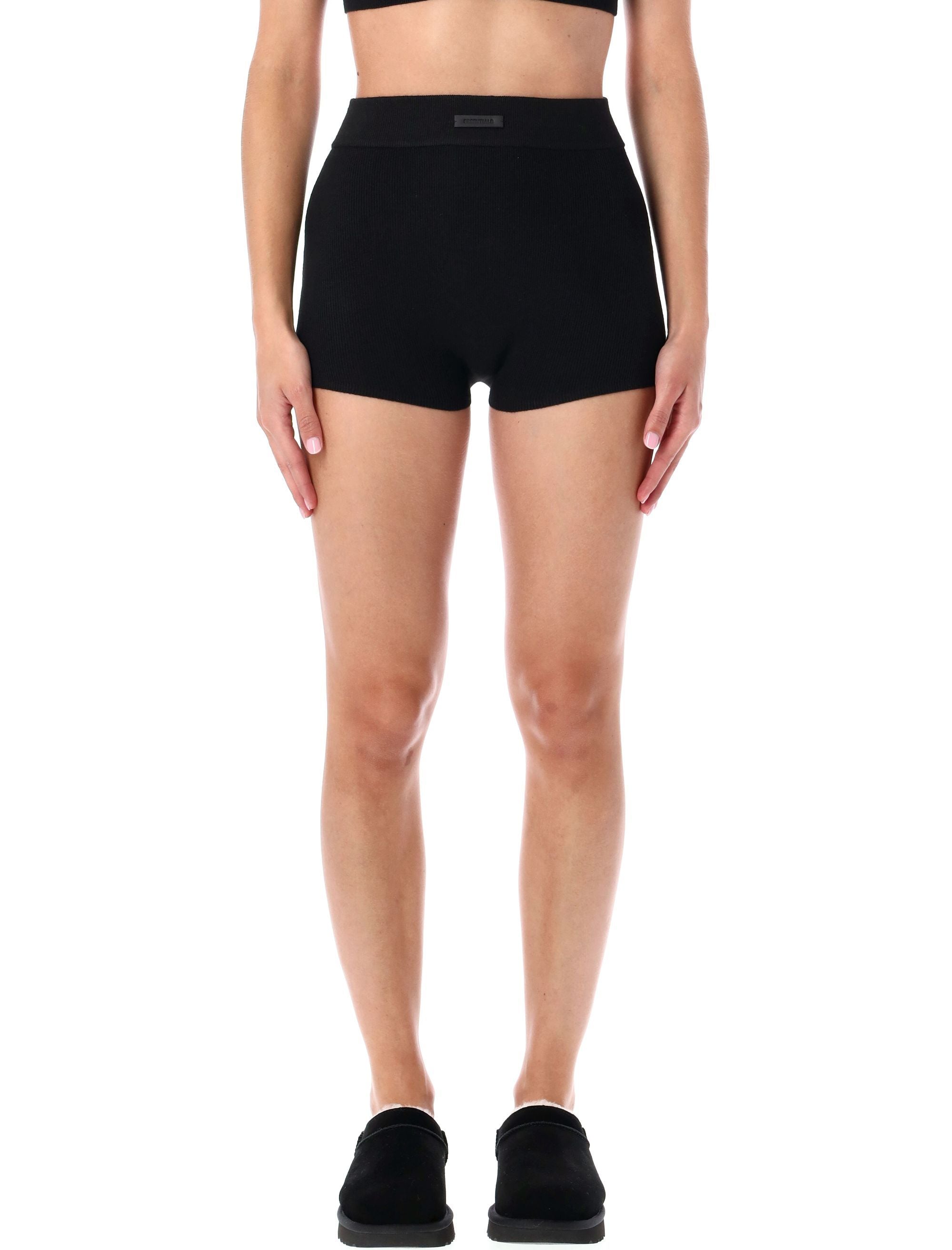 Black Culotte In Stretch Waffle Fabric