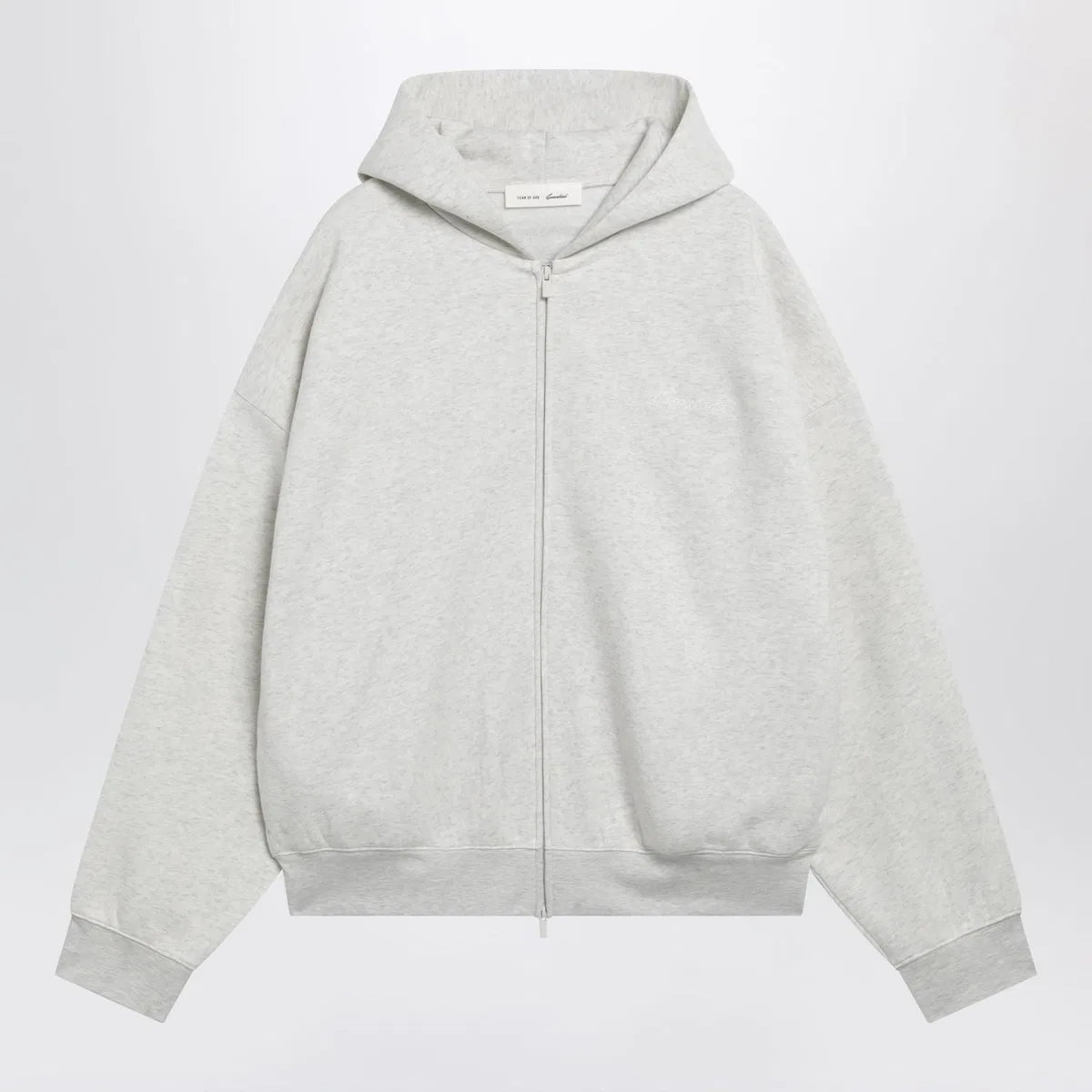 Light Grey Mélange Cotton Fleece Zipup Sweatshirt