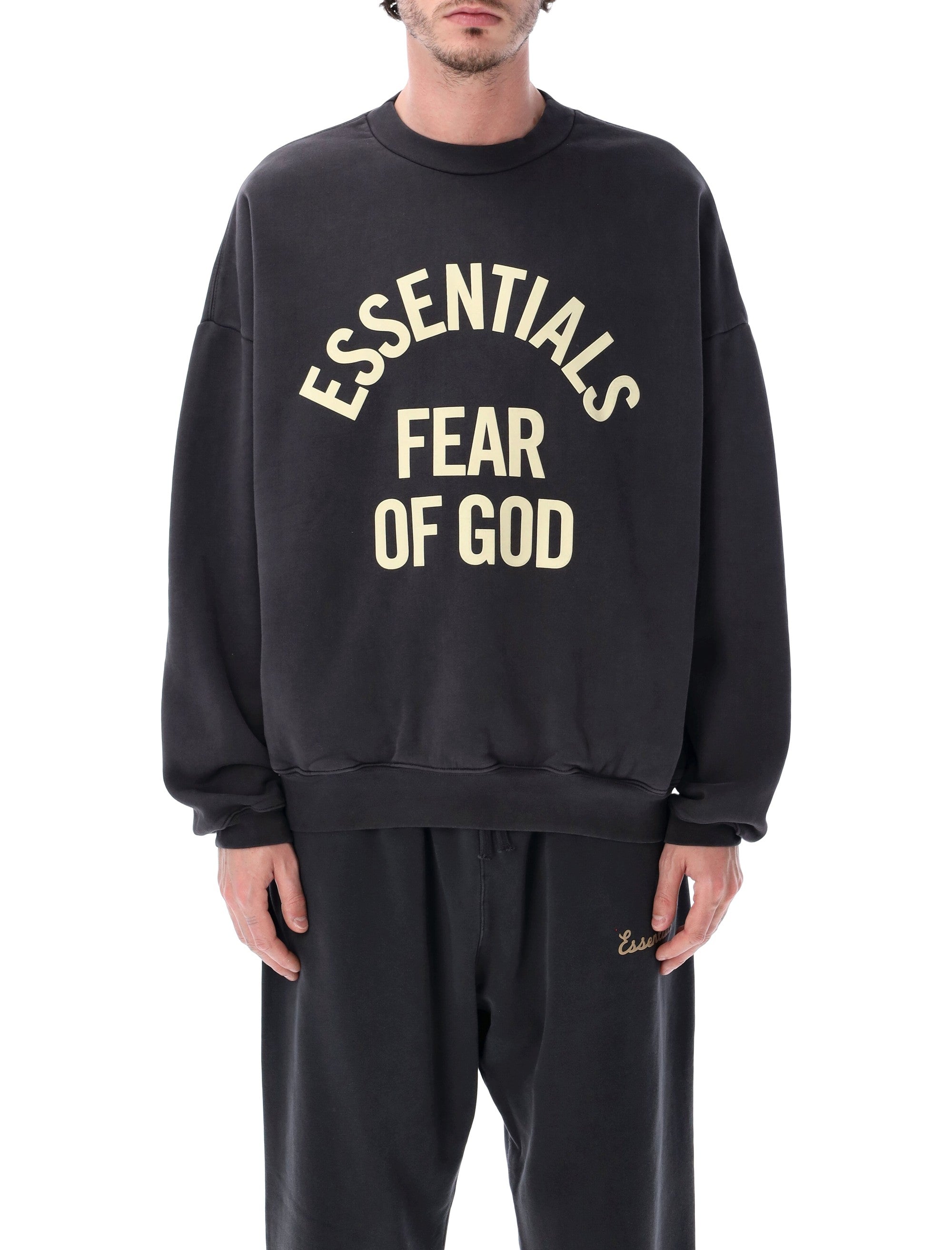 Black Cotton Crewneck Sweatshirt