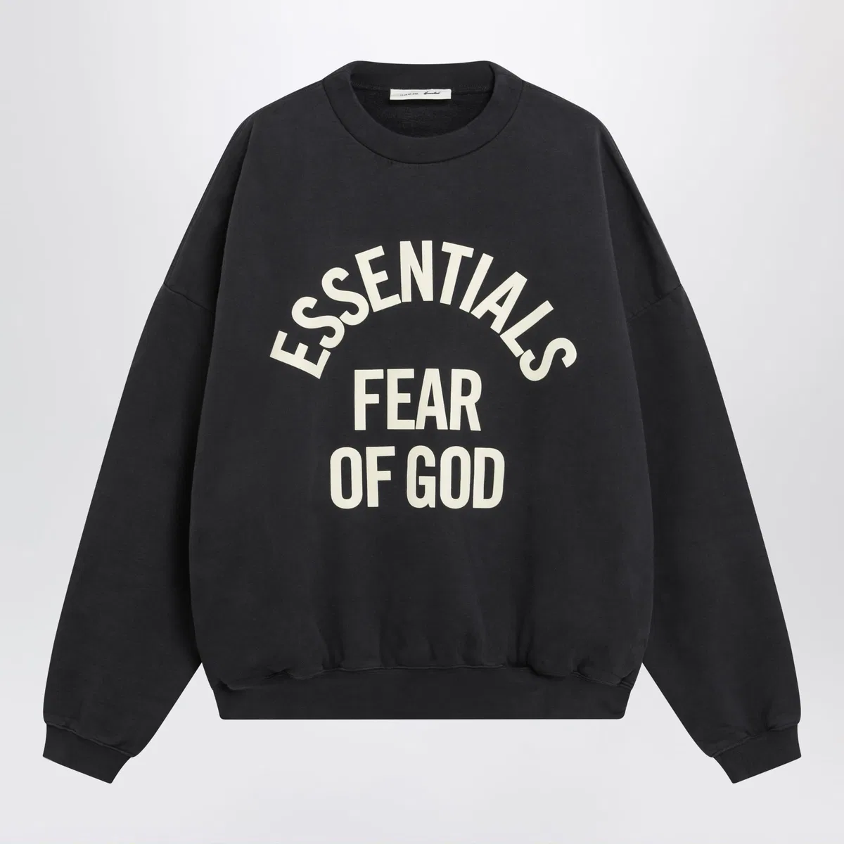 Black Cotton Crewneck Sweatshirt