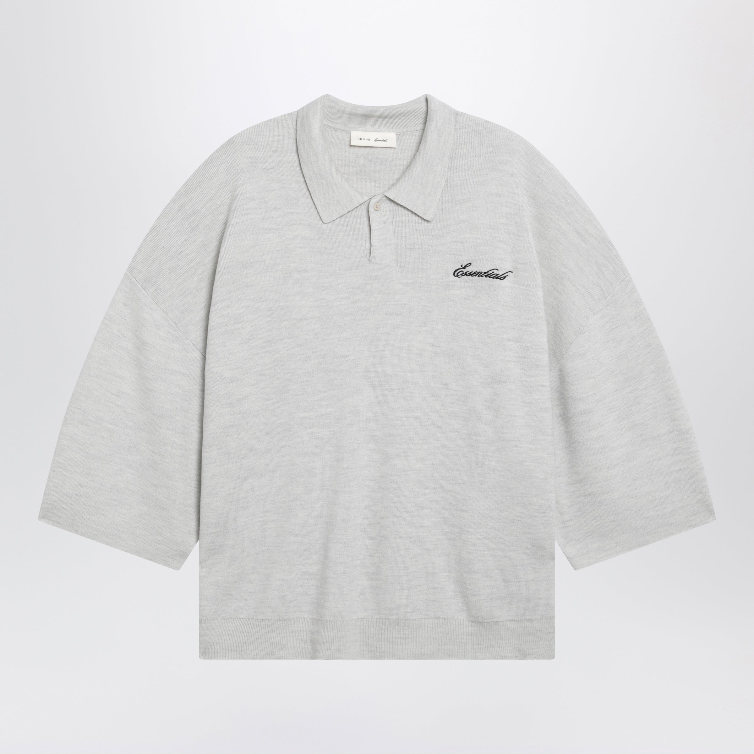 Signature Knit Polo With 3/4 Sleeves In Mélange Beige