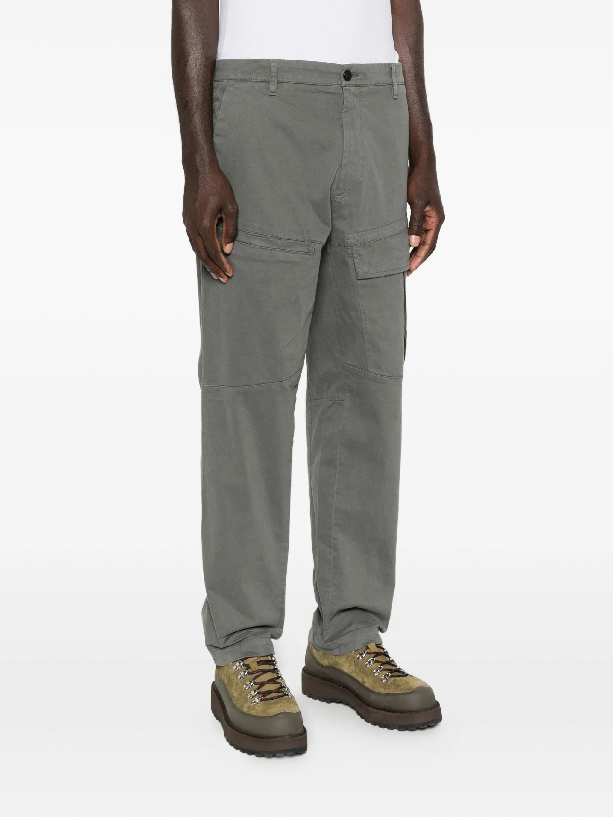 C.p. Company C.p.company Gunmetal Cotton Elastane Cargo Pants In Gunmetal