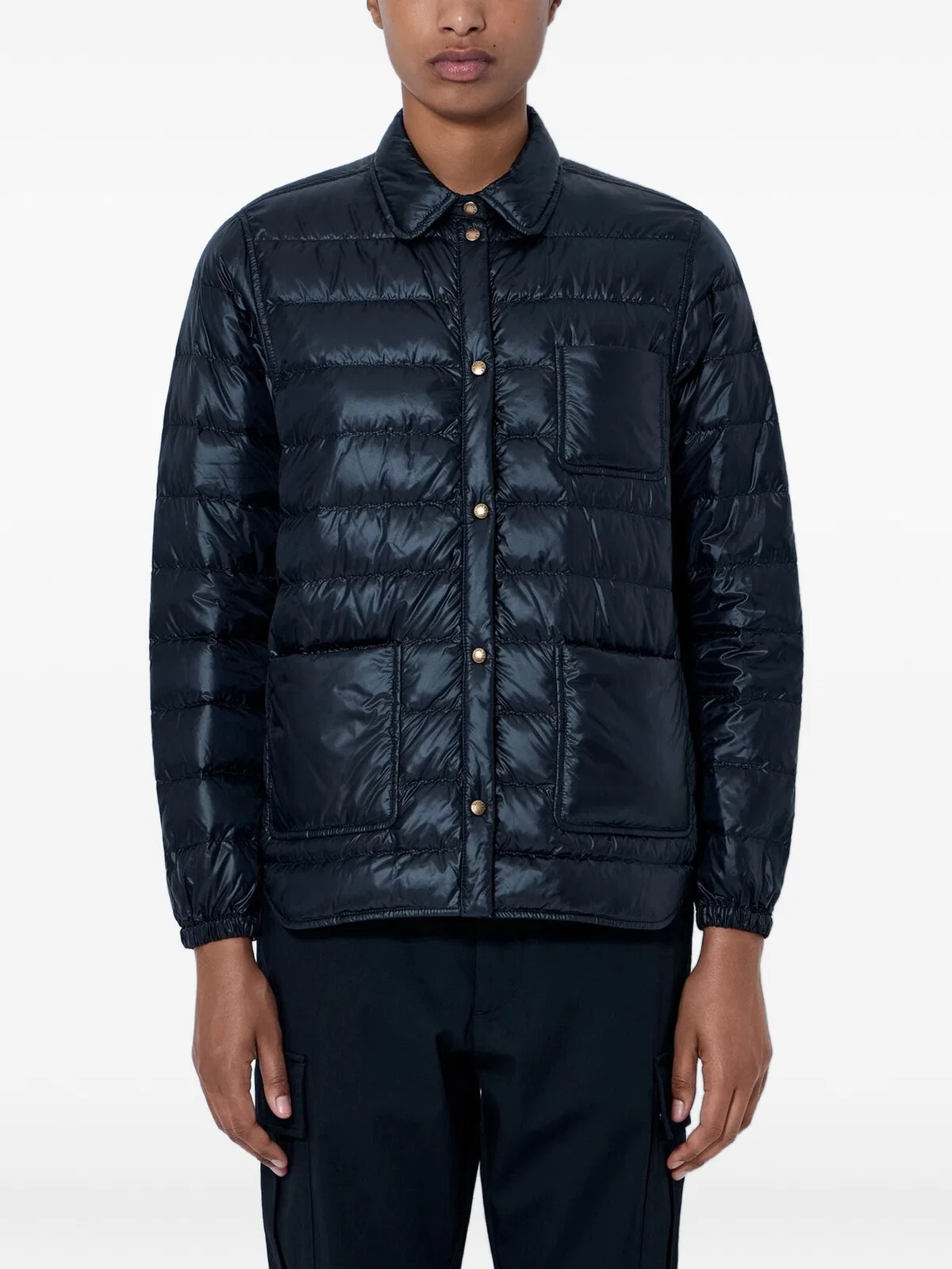 Moncler Fouine Quilted Puffer Jacket Long Sleeves In Blue