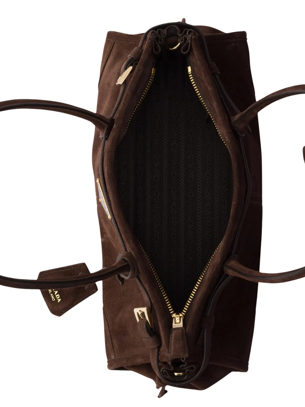 Prada Suede Shoulder Handbag With Adjustable Strap In Brown