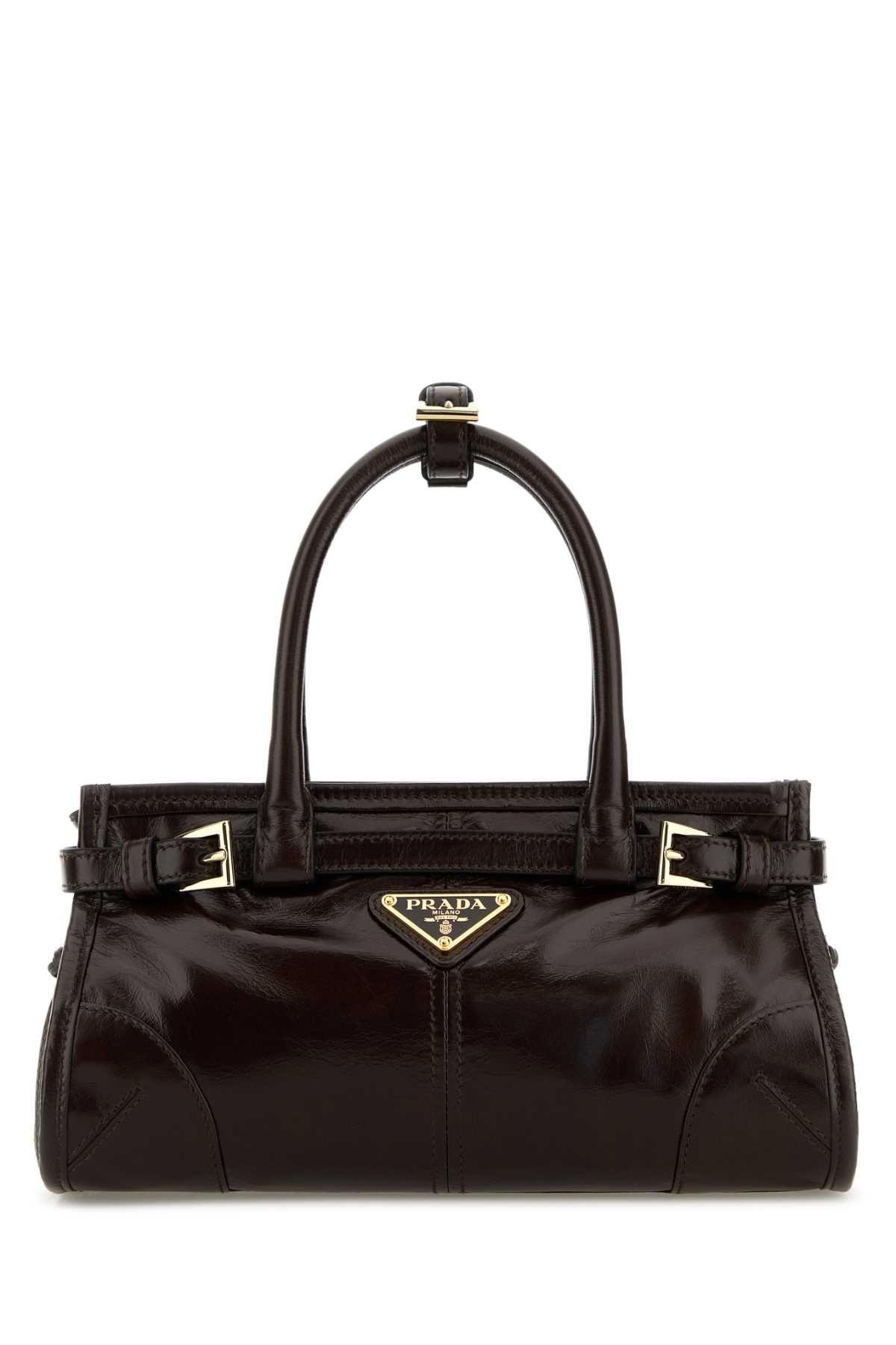 Dark Brown Leather Mini Prada Bonnie Handbag
