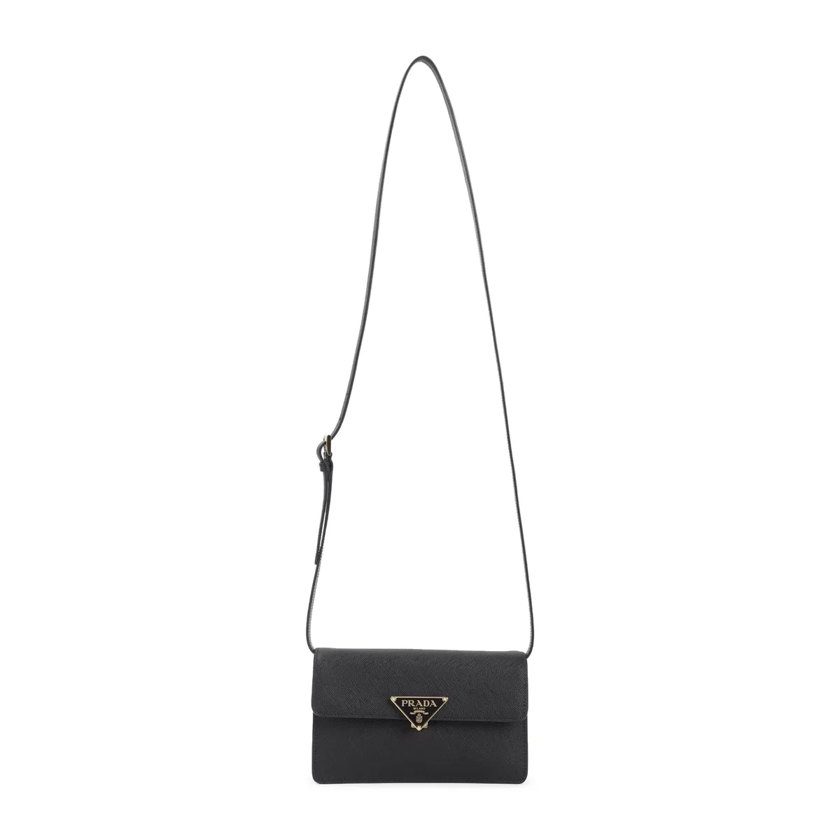Mini Bag With Triangle Logo In Saffiano Leather