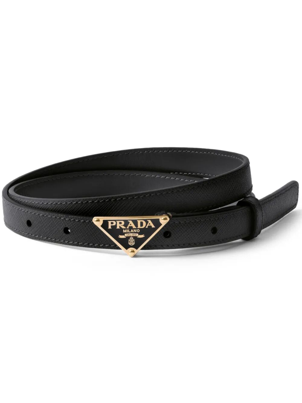 Gold Metal Buckle Saffiano Leather Belt