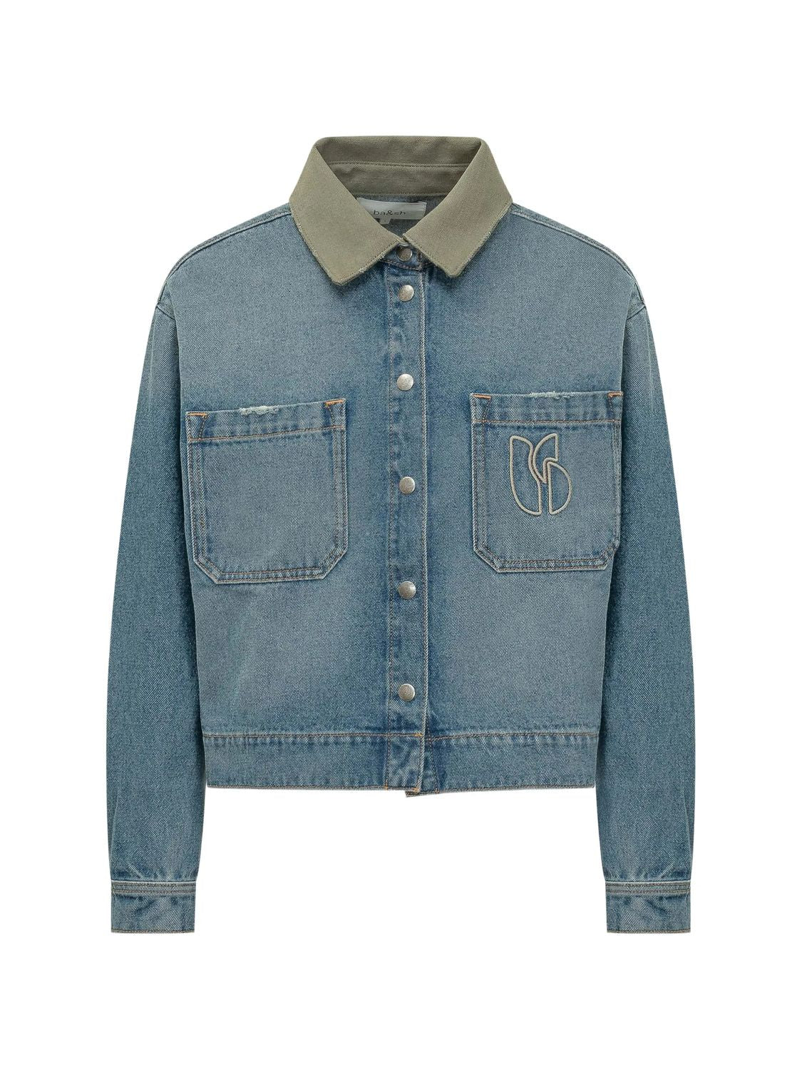 Ba&Sh Vigilio Denim Jacket Khaki Collar