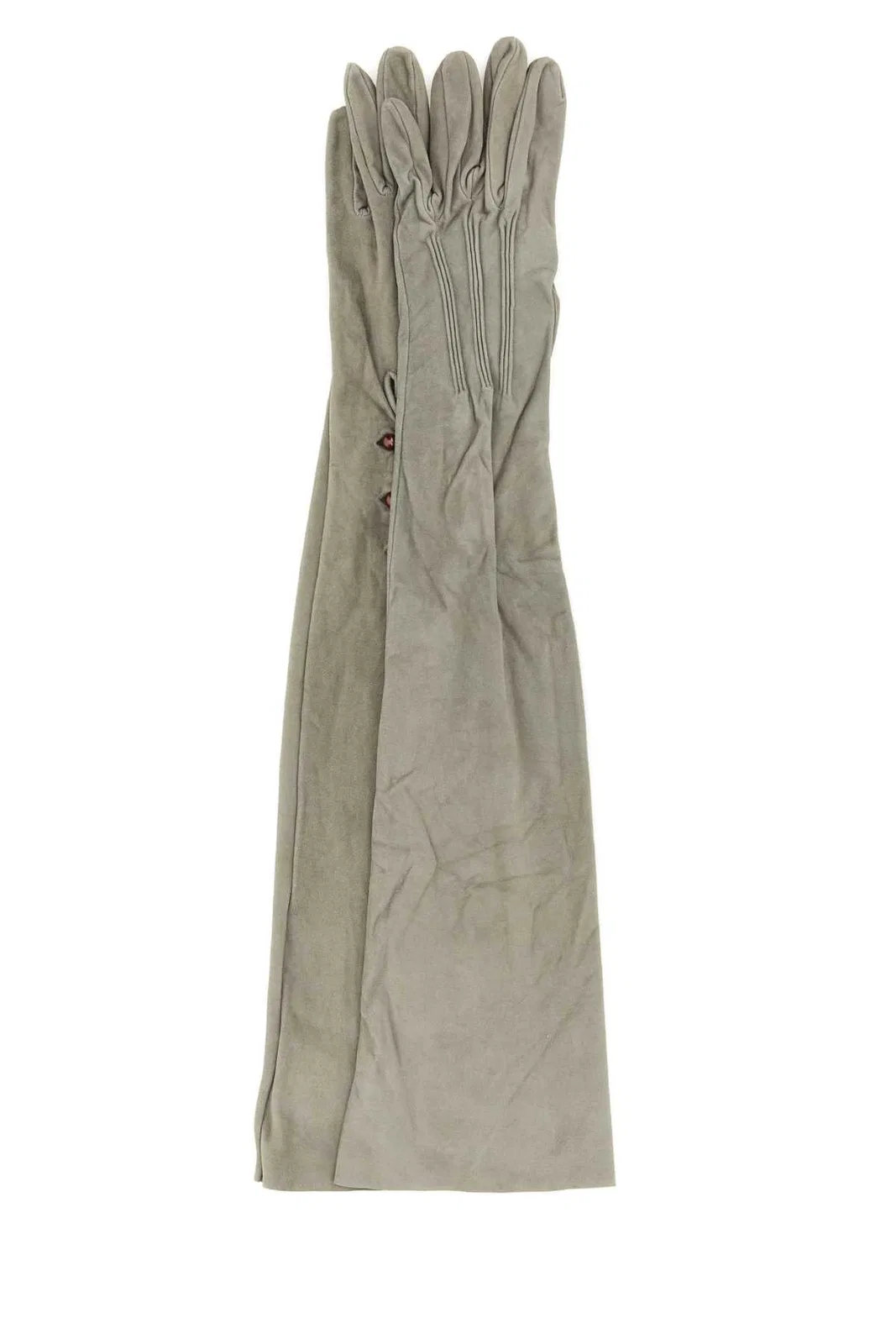 Ligh Grey Suede Long Gloves