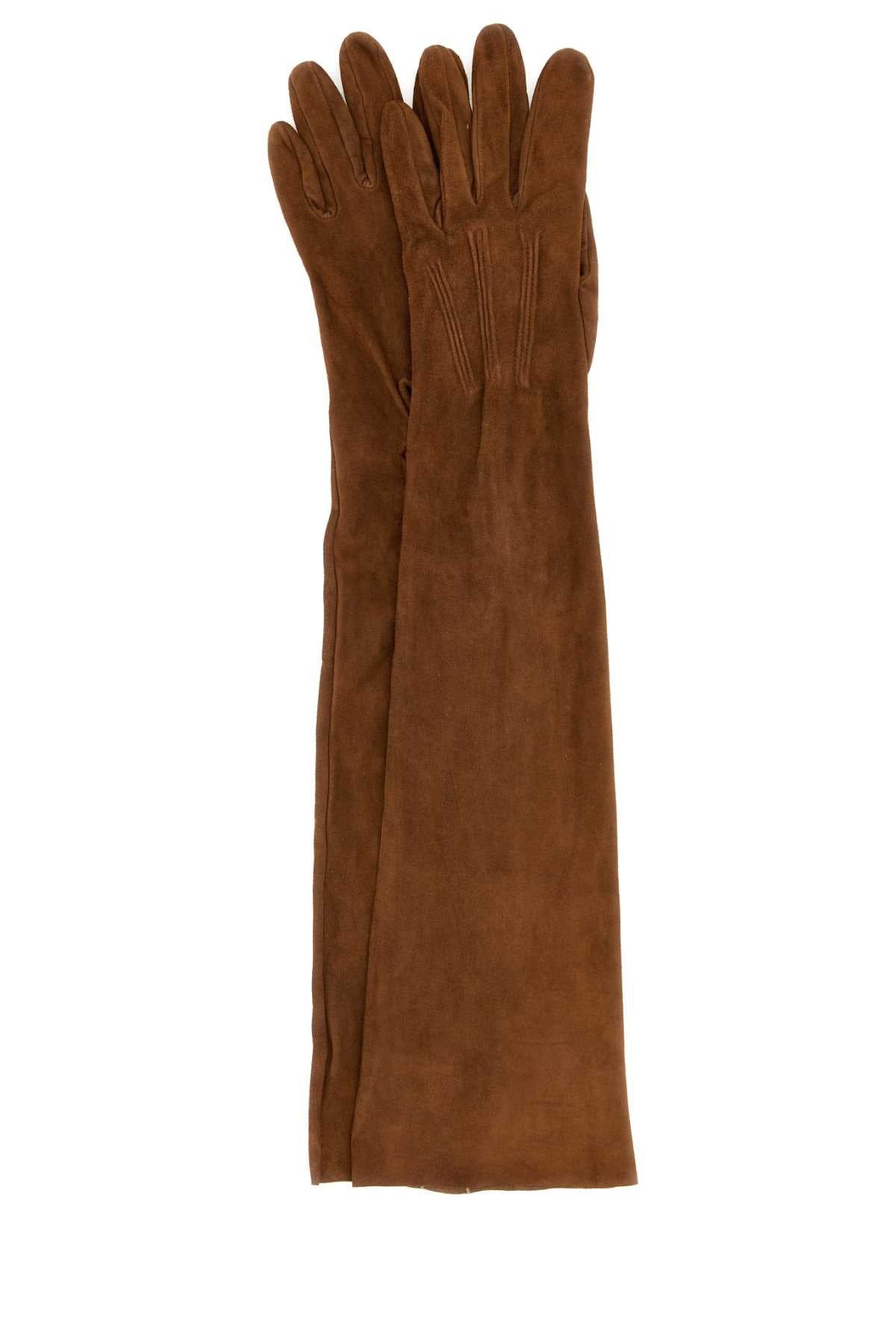 Caramel Suede Long Gloves